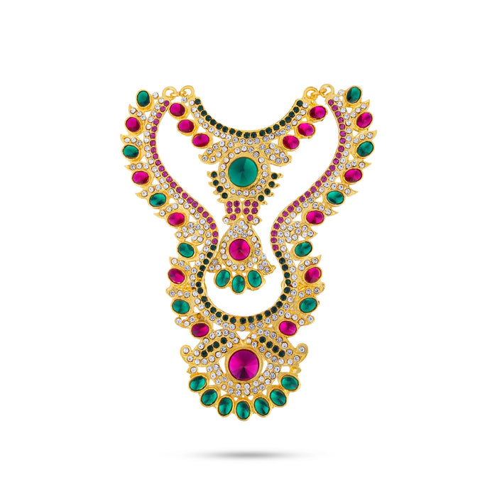 Deity Haram - 6 Inches | Multicolour Stone Haram / Artificial Jewellery For Goddess & Traditional Wear
