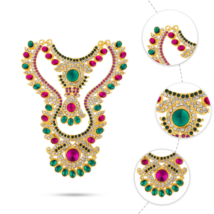 Deity Haram - 6 Inches | Multicolour Stone Haram / Artificial Jewellery For Goddess & Traditional Wear