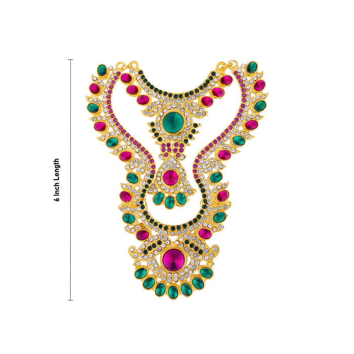 Deity Haram - 6 Inches | Multicolour Stone Haram / Artificial Jewellery For Goddess & Traditional Wear