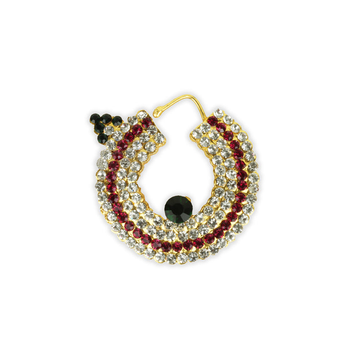 Stone Nose Pin - 2 Inch Multicolour | Nathu Bullaku/ Jewellery for Deity