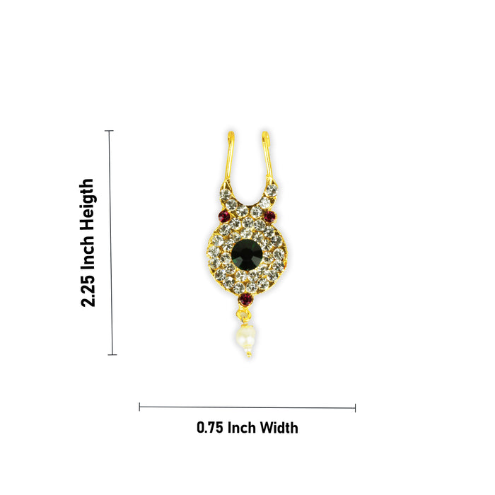 Stone Nose Pin - 2 Inch Multicolour | Nathu Bullaku/ Jewellery for Deity