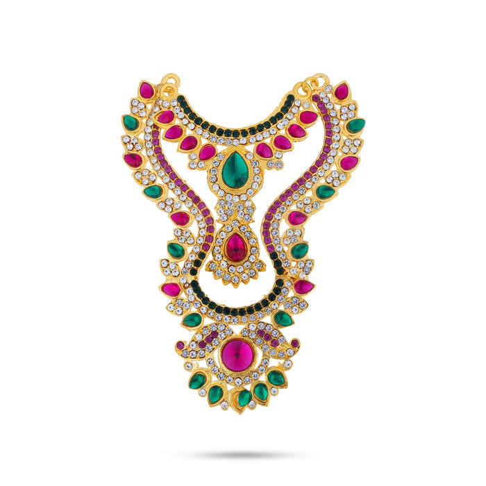 Stone Haram- 5 Inches | Multicolour Stone Jewellery/2 Line Stone Necklace/Artificial Jewelry For Deity