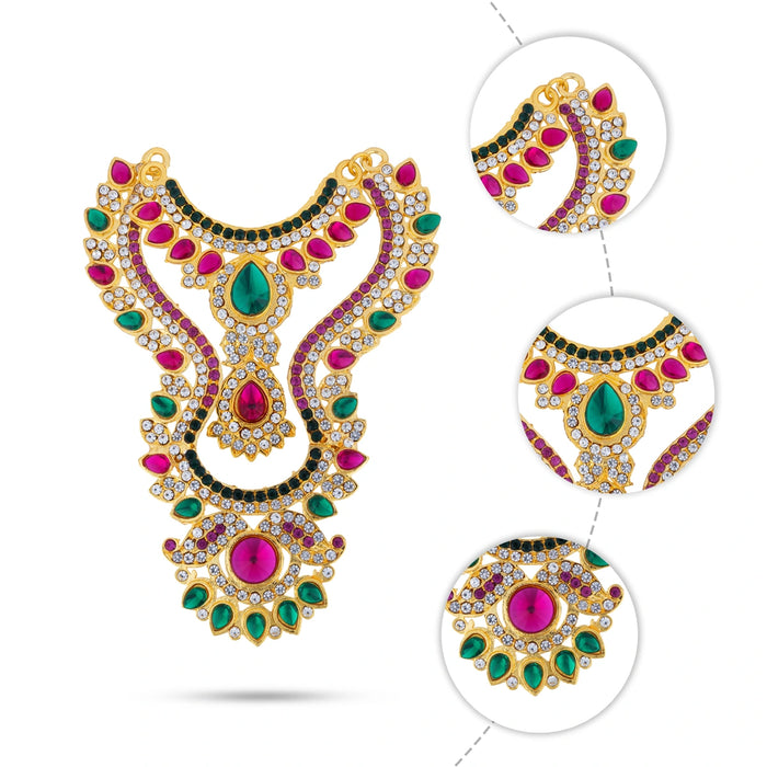 Stone Haram- 5 Inches | Multicolour Stone Jewellery/2 Line Stone Necklace/Artificial Jewelry For Deity