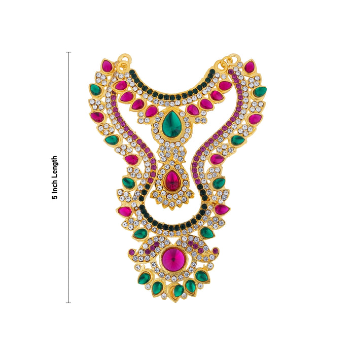 Stone Haram- 5 Inches | Multicolour Stone Jewellery/2 Line Stone Necklace/Artificial Jewelry For Deity