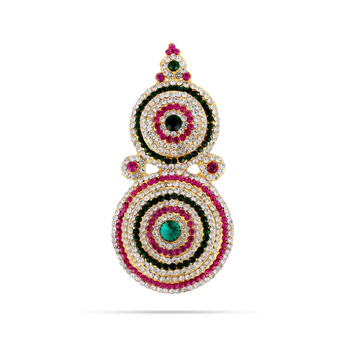 Stone Earring Pair - 4.75 x 2.5 Inches | Stone Studs / Karna Pathakam/ Multicolour Stone Ear Ring for Deity - Head & Face Accessories