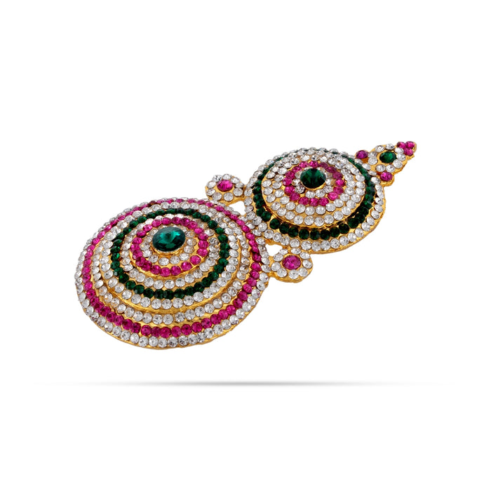 Stone Earring Pair - 4.75 x 2.5 Inches | Stone Studs / Karna Pathakam/ Multicolour Stone Ear Ring for Deity - Head & Face Accessories