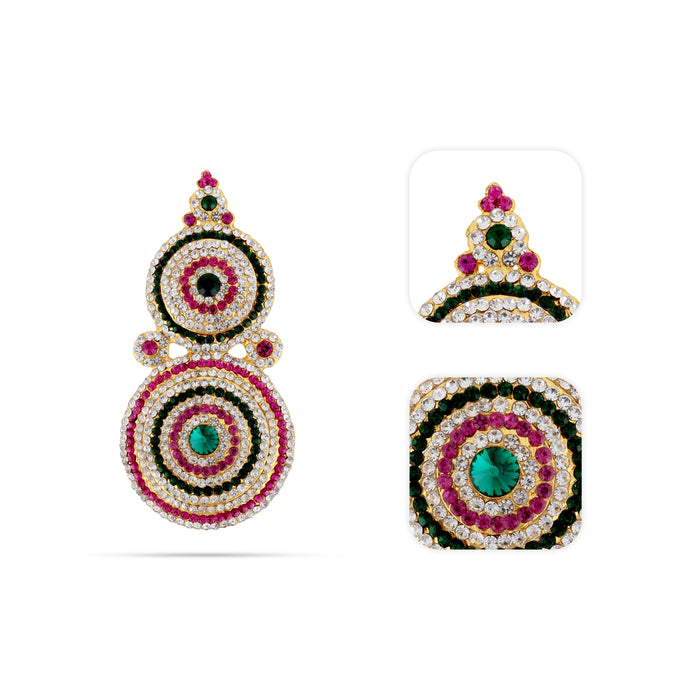 Stone Earring Pair - 4.75 x 2.5 Inches | Stone Studs / Karna Pathakam/ Multicolour Stone Ear Ring for Deity - Head & Face Accessories