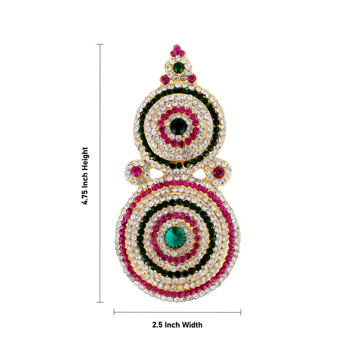 Stone Earring Pair - 4.75 x 2.5 Inches | Stone Studs / Karna Pathakam/ Multicolour Stone Ear Ring for Deity - Head & Face Accessories