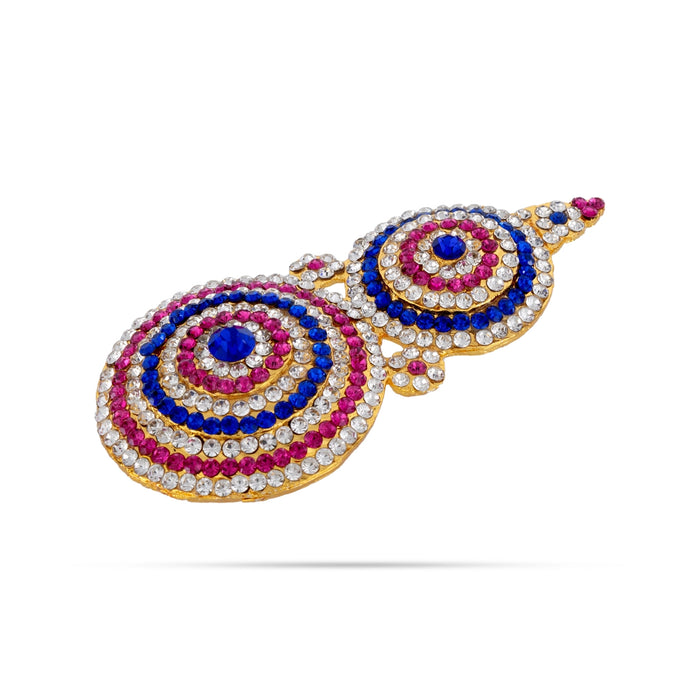 Stone Earring Set - 4 x 2 Inches | Karna Pathakam / Stone Studs / Multicolour Stone Ear Ring for Deity - Head & Face Accessories