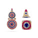 Stone Earring Set - 4 x 2 Inches | Karna Pathakam / Stone Studs / Multicolour Stone Ear Ring for Deity - Head & Face Accessories