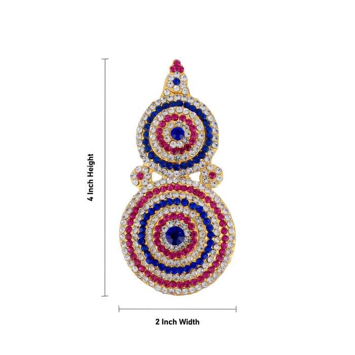 Stone Earring Set - 4 x 2 Inches | Karna Pathakam / Stone Studs / Multicolour Stone Ear Ring for Deity - Head & Face Accessories