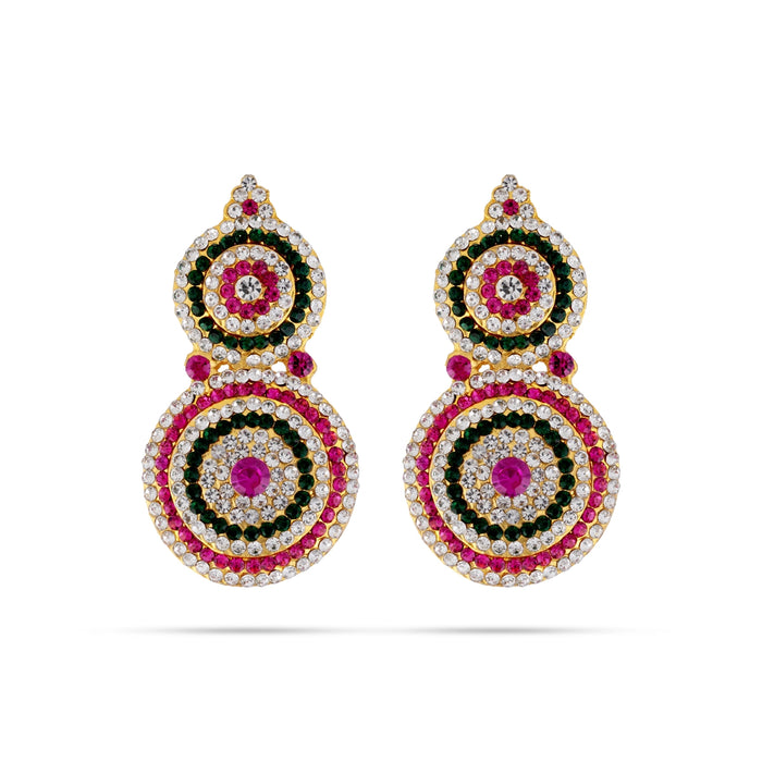 Karnapathakam - 3.5 x 1.75 Inches | Stone Earring Set / Stone Studs / Multicolour Stone Ear Ring for Deity - Head & Face Accessories