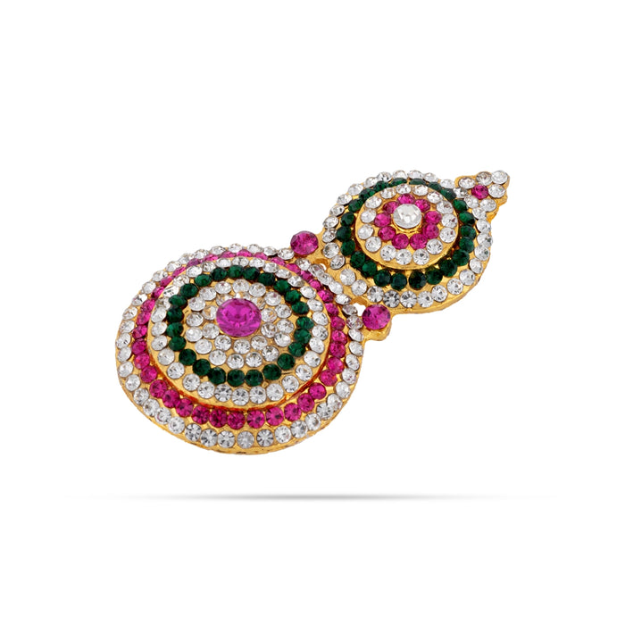 Karnapathakam - 3.5 x 1.75 Inches | Stone Earring Set / Stone Studs / Multicolour Stone Ear Ring for Deity - Head & Face Accessories