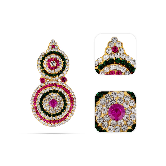 Karnapathakam - 3.5 x 1.75 Inches | Stone Earring Set / Stone Studs / Multicolour Stone Ear Ring for Deity - Head & Face Accessories