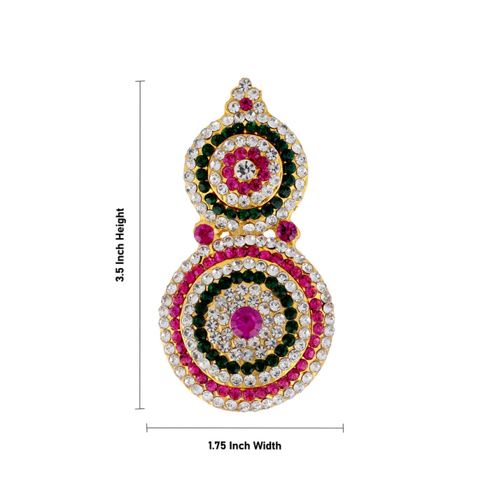 Karnapathakam - 3.5 x 1.75 Inches | Stone Earring Set / Stone Studs / Multicolour Stone Ear Ring for Deity - Head & Face Accessories