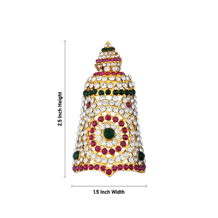 Half Crown - 2.5 x 1.5 Inches | Multicolour Stone Kireedam/ Kiridam/ Mukut for Deity - Head & Face Accessories