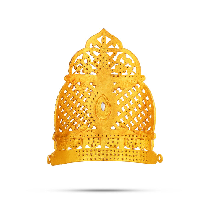 Stone Half Crown - 4.5 x 3.5 Inches | Kiridam / Half Kireedam / Multicolour Stone Mukut for Deity Decor - Head & Face Accessories