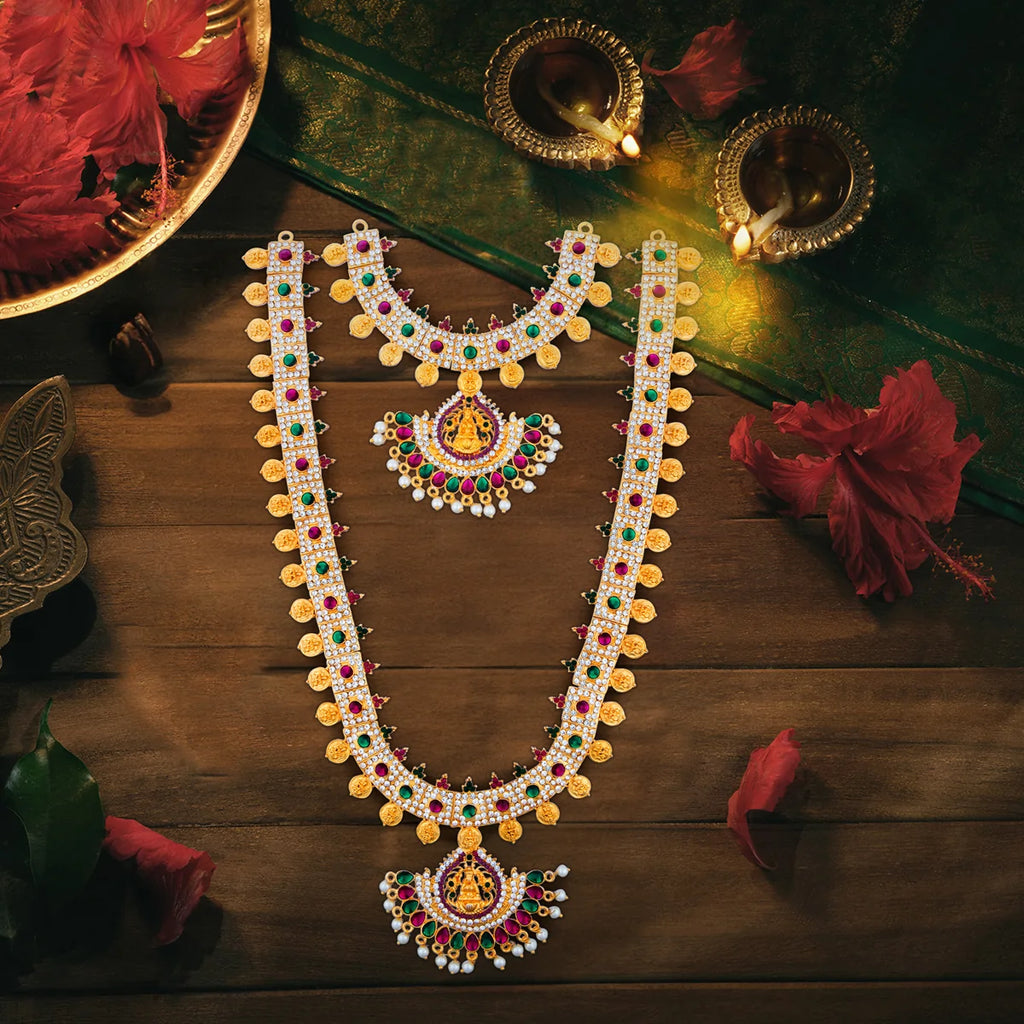 Stone Haram - 15 Inches | Multicolour Stone Jewellery/ Long Necklace for Deity