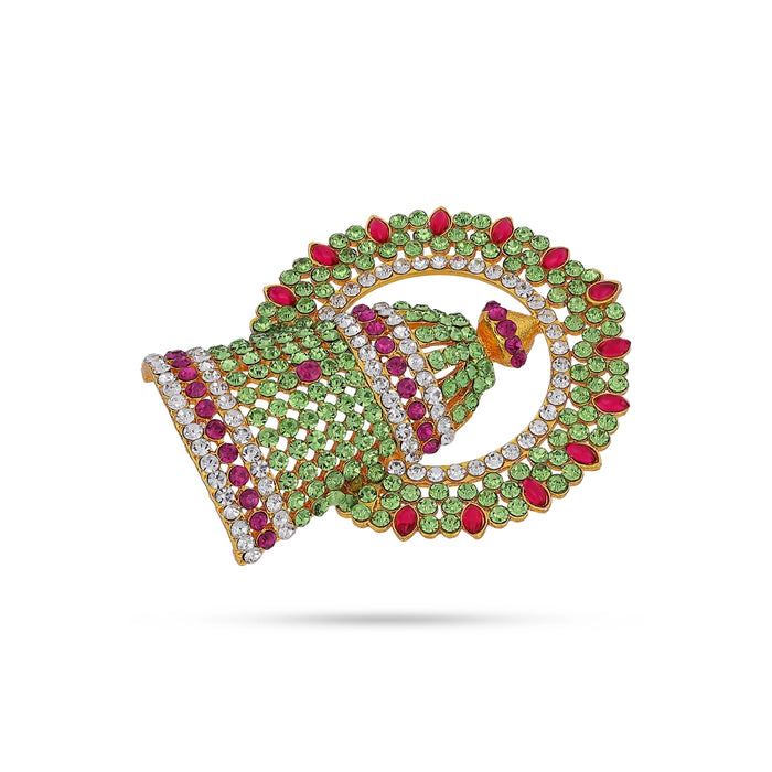 Half Crown With Arch - 3 X 2.5 Inches | Multicolour Stone Kireedam/ Stone Kiridam/ Mukut For Deity Decor - Head & Face Accessories