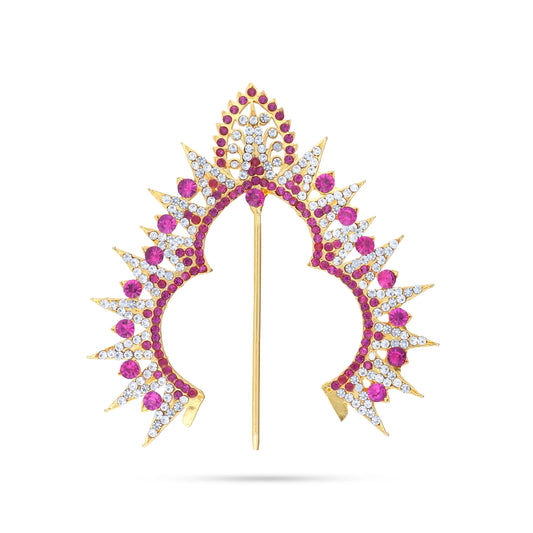 Hair Arch - 3.5 x 3.5 Inches | Stone Hair Arch/ Hair Accessory/ Multicolour Stone Jewellery for Deity - Head & Face Accessories