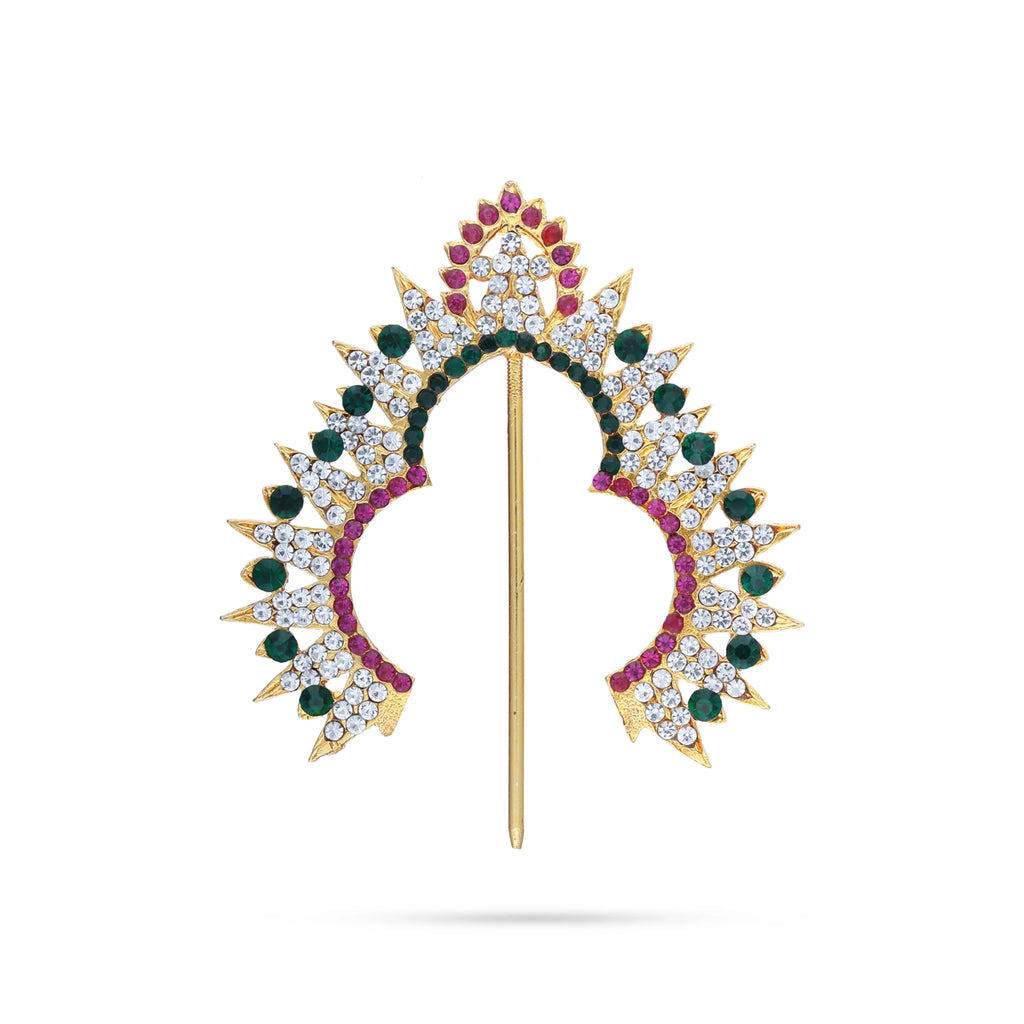 Hair Arch - 3 x 2.75 Inches | Stone Hair Arch/ Hair Accessory/ Multicolour Stone Jewellery for Deity