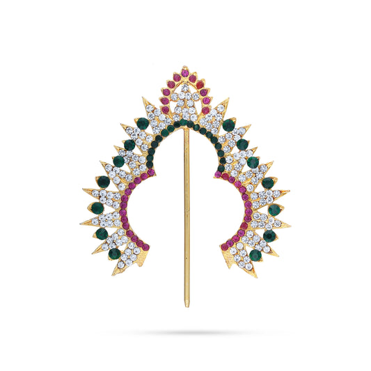 Hair Arch - 3 x 2.75 Inches | Stone Hair Arch/ Hair Accessory/ Multicolour Stone Jewellery for Deity - Head & Face Accessories