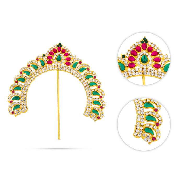 Hair Arch - 5 x 5 Inches | Multicolour Stone Arch/ Hair Accessory/ Stone Jewellery for Deity