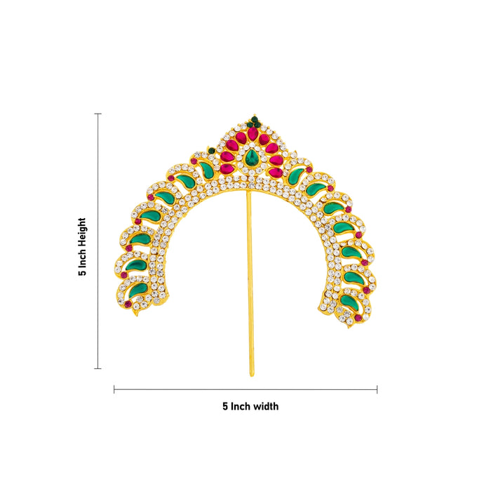 Hair Arch - 5 x 5 Inches | Multicolour Stone Arch/ Hair Accessory/ Stone Jewellery for Deity