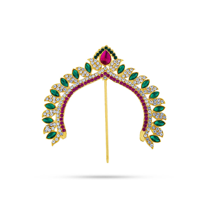 Hair Arch - 4.5 x 4.5 Inches | Multicolour Stone Hair Accessory/ Stone Jewellery/ Artificial Jewelry For Deity