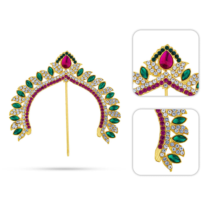 Hair Arch - 4.5 x 4.5 Inches | Multicolour Stone Hair Accessory/ Stone Jewellery/ Artificial Jewelry For Deity