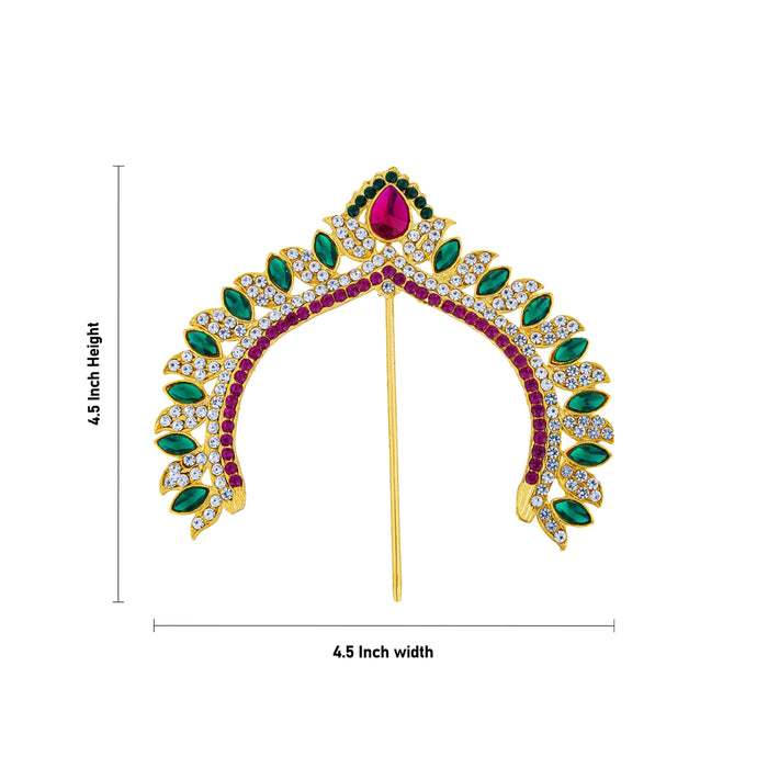 Hair Arch - 4.5 x 4.5 Inches | Multicolour Stone Hair Accessory/ Stone Jewellery/ Artificial Jewelry For Deity