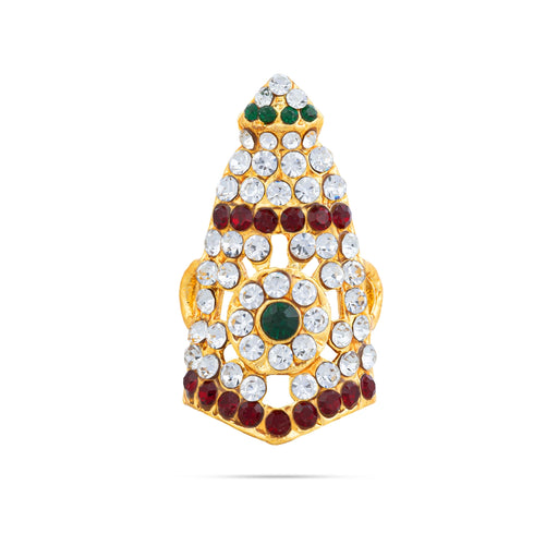 Stone Kireedam - 1.5 x 1 Inches | Half Crown/ Multicolour Stone Mukut/ Kiridam for Deity/ 10 Gms Approx - Head & Face Accessories