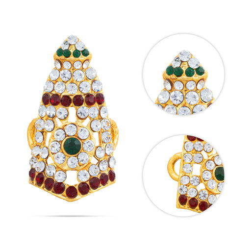 Stone Kireedam - 1.5 x 1 Inches | Half Crown/ Multicolour Stone Mukut/ Kiridam for Deity/ 10 Gms Approx - Head & Face Accessories