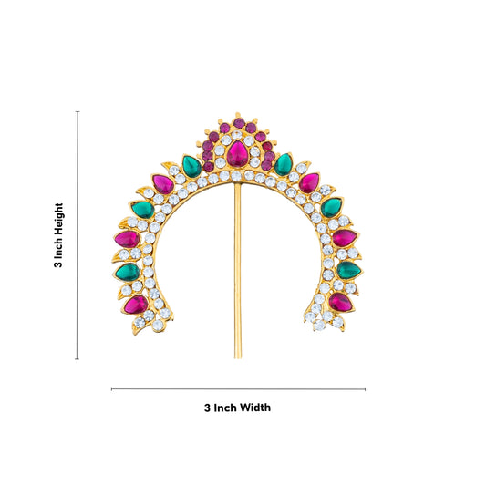 Hair Arch - 3 x 3 Inches | Stone Hair Arch/ Hair Accessory/ Multicolour Stone Jewellery for Deity - Head & Face Accessories