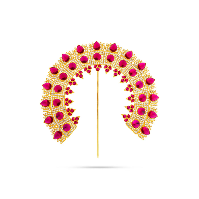 Hair Arch - 9 x 8.5 Inches | Gold Polish with stone Jewellery/ Hair Accessory/ Artificial Jewelry For Deity
