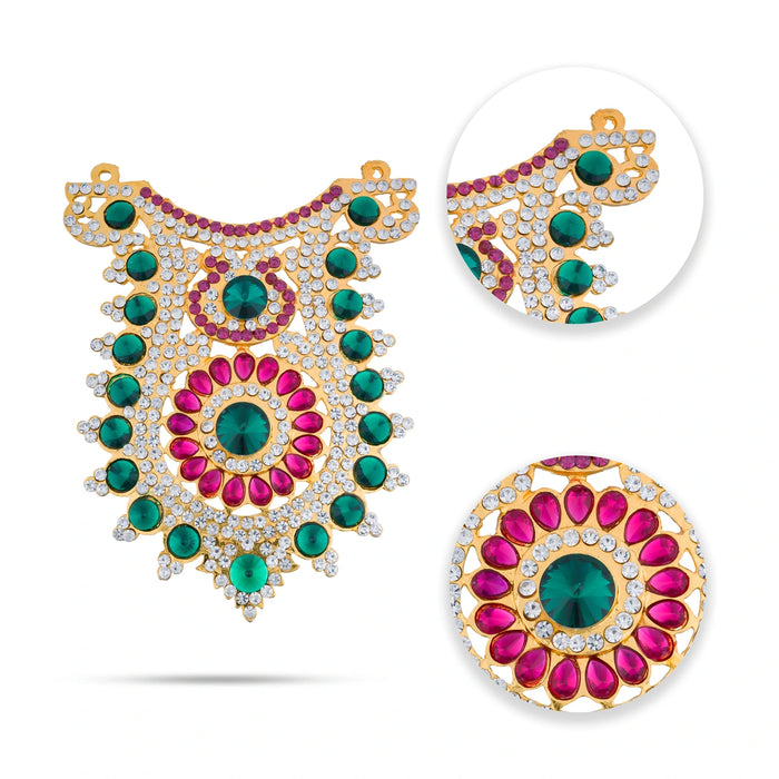 Stone Necklace - 5 x 4 Inches | Multicolour Stone Jewellery for Deity - Neck & Body Accessories