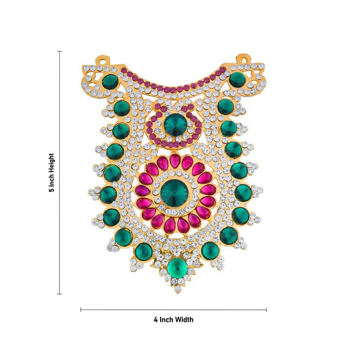 Stone Necklace - 5 x 4 Inches | Multicolour Stone Jewellery for Deity - Neck & Body Accessories