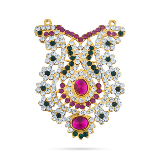 Stone Necklace - 3 x 2.5 Inches | Multicolour Stone Jewellery for Deity - Neck & Body Accessories