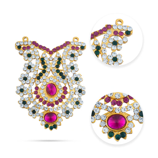 Stone Necklace - 3 x 2.5 Inches | Multicolour Stone Jewellery for Deity - Neck & Body Accessories