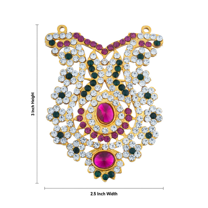 Stone Necklace - 3 x 2.5 Inches | Multicolour Stone Jewellery for Deity - Neck & Body Accessories