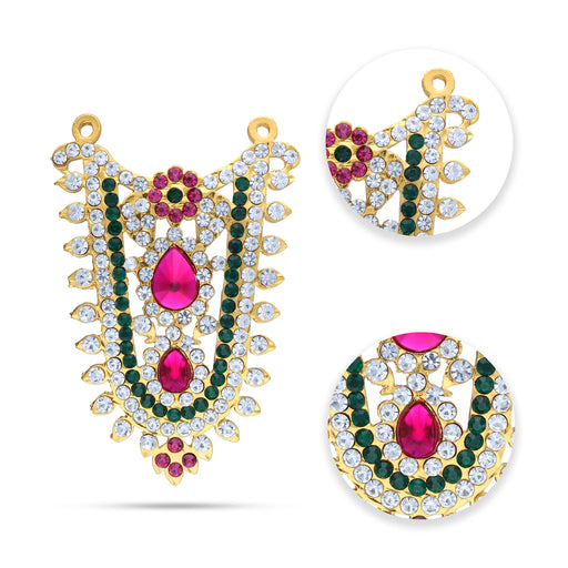 Stone Necklace - 3.5 x 2.25 Inches | Multicolour Stone Jewellery for Deity - Neck & Body Accessories