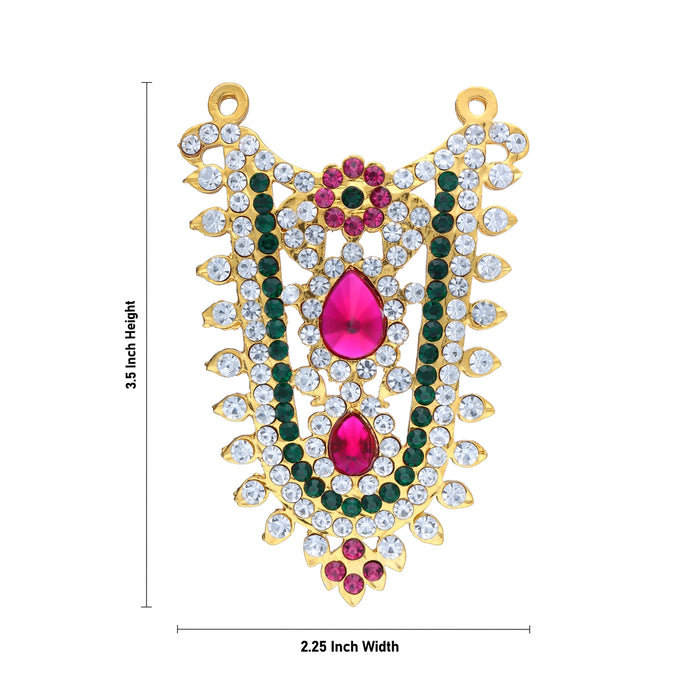 Stone Necklace - 3.5 x 2.25 Inches | Multicolour Stone Jewellery for Deity - Neck & Body Accessories