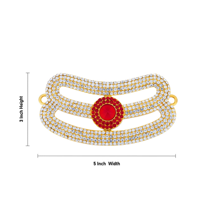 Stone Vibuthi Pattai - 3 x 5 Inches | White & Red Stone Thiruneer Pattai/ Shiva Vibhuti Pattai for Deity Alangaram