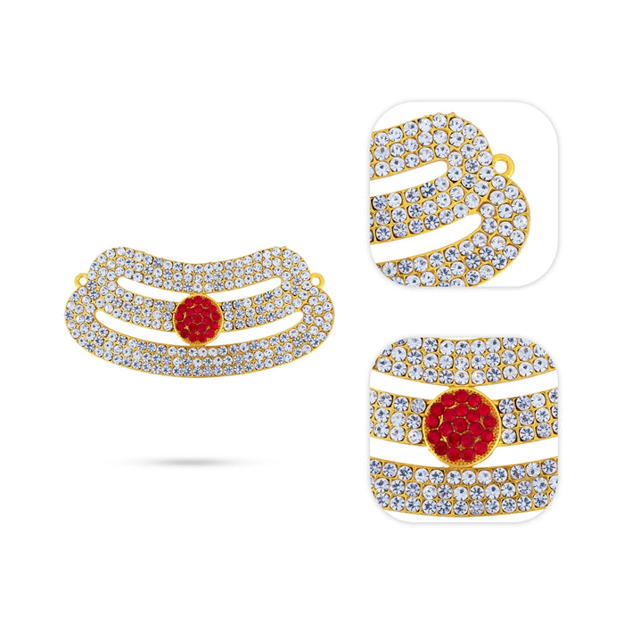 Shivan Vibhuti Pattai - 1.5 x 3 Inches | Tripundra Tilak/ Stone Vibuthi Pattai/ Stone Jewellery for Deity Decor