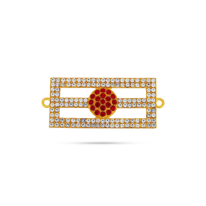 Vibuthi Pattai - 1.5 x 3.25 Inches | Gold Polish Tripundra Tilak/ White & Red Stone Vibhuti Pattai for Deity