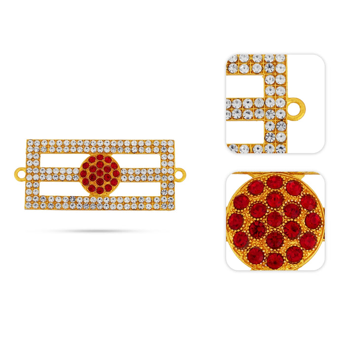 Vibuthi Pattai - 1.5 x 3.25 Inches | Gold Polish Tripundra Tilak/ White & Red Stone Vibhuti Pattai for Deity