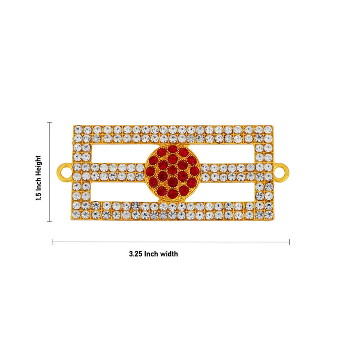 Vibuthi Pattai - 1.5 x 3.25 Inches | Gold Polish Tripundra Tilak/ White & Red Stone Vibhuti Pattai for Deity