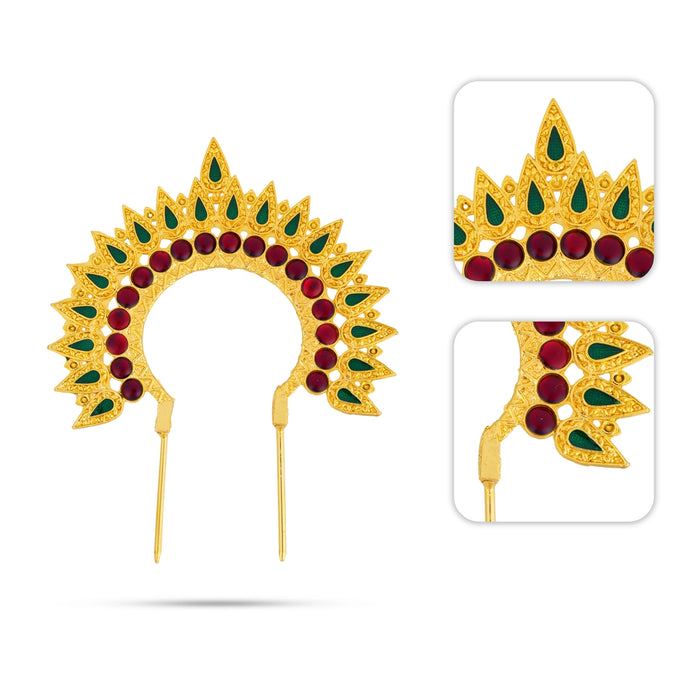 Hair Arch - 5 x 4 Inches | Multicolour Stone Jewellery/ Hair Accessory/ Artificial Jewelry For Deity