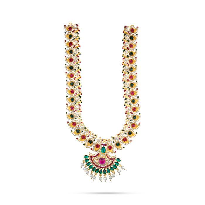 Stone Haram - 14 Inches | Long Stone Necklace/ Multicolour Jewellery for Deity