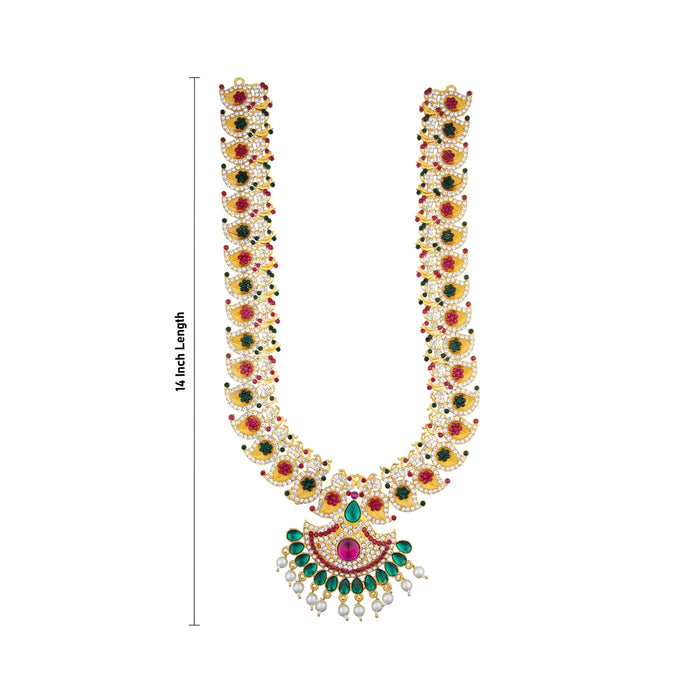 Stone Haram - 14 Inches | Long Stone Necklace/ Multicolour Jewellery for Deity